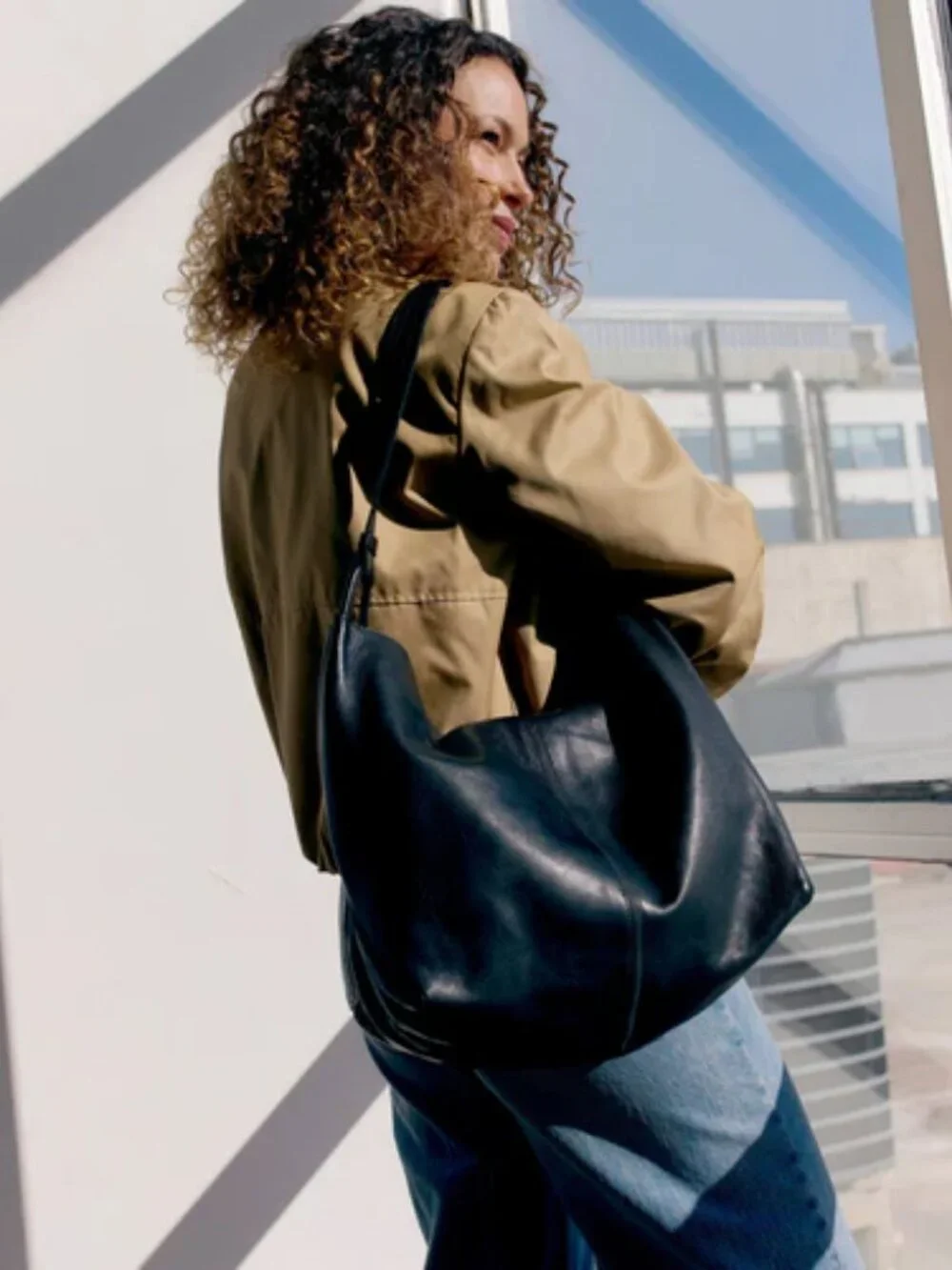 Latico Leather Lyons Tote Bag black leather hidden cell pocket